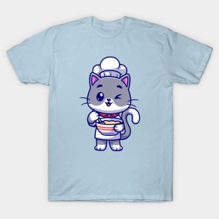 Cute Cat Chef Cooking Cartoon T-Shirt